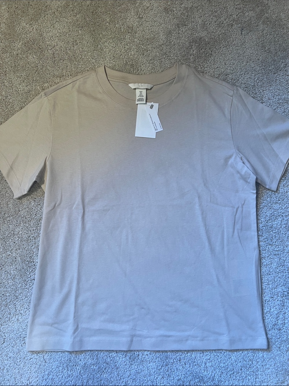 H&M Short Sleeve Crew Tee in Light Taupe
